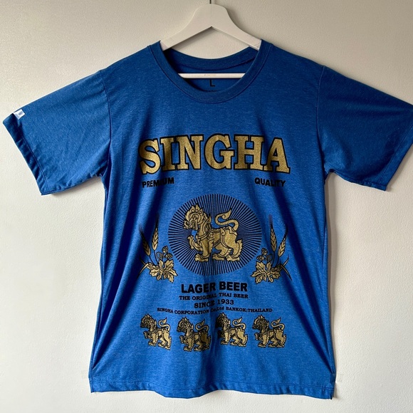 Singha Thai Lager Beer Blue T-Shirt - Size L Large Men’s (Made in Thailand) - Picture 5 of 5